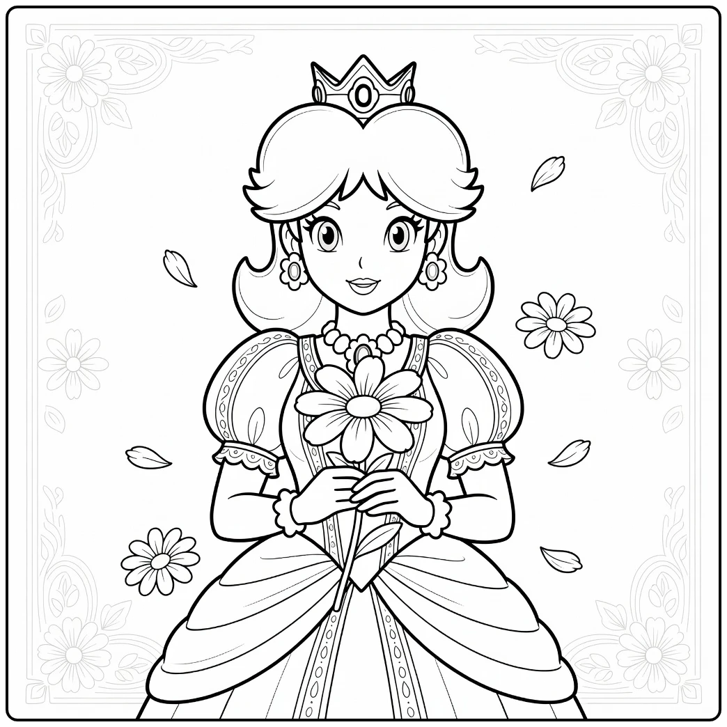 Unique Princess Daisy Full of Graceful Details coloring page