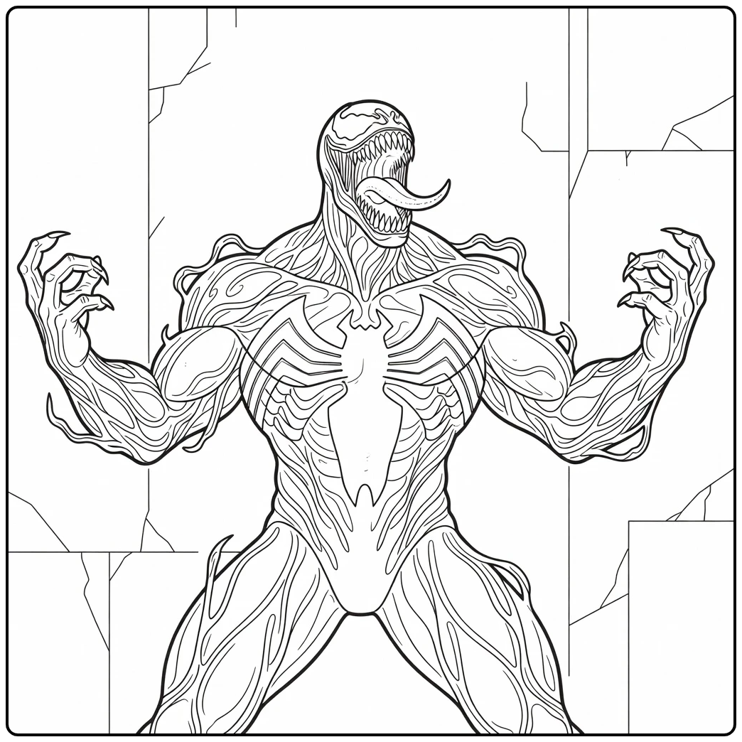 Venom Roaring Alien with Symbiote Details coloring page