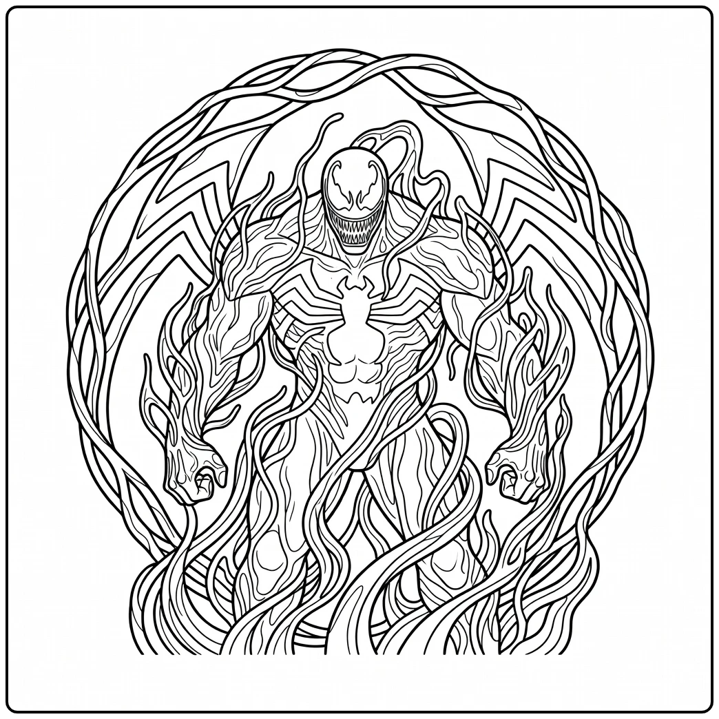 Venom with Round Patterns and Broad Shoulders coloring page
