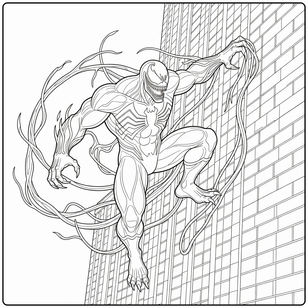 Venom Climbing a Skyscraper coloring page