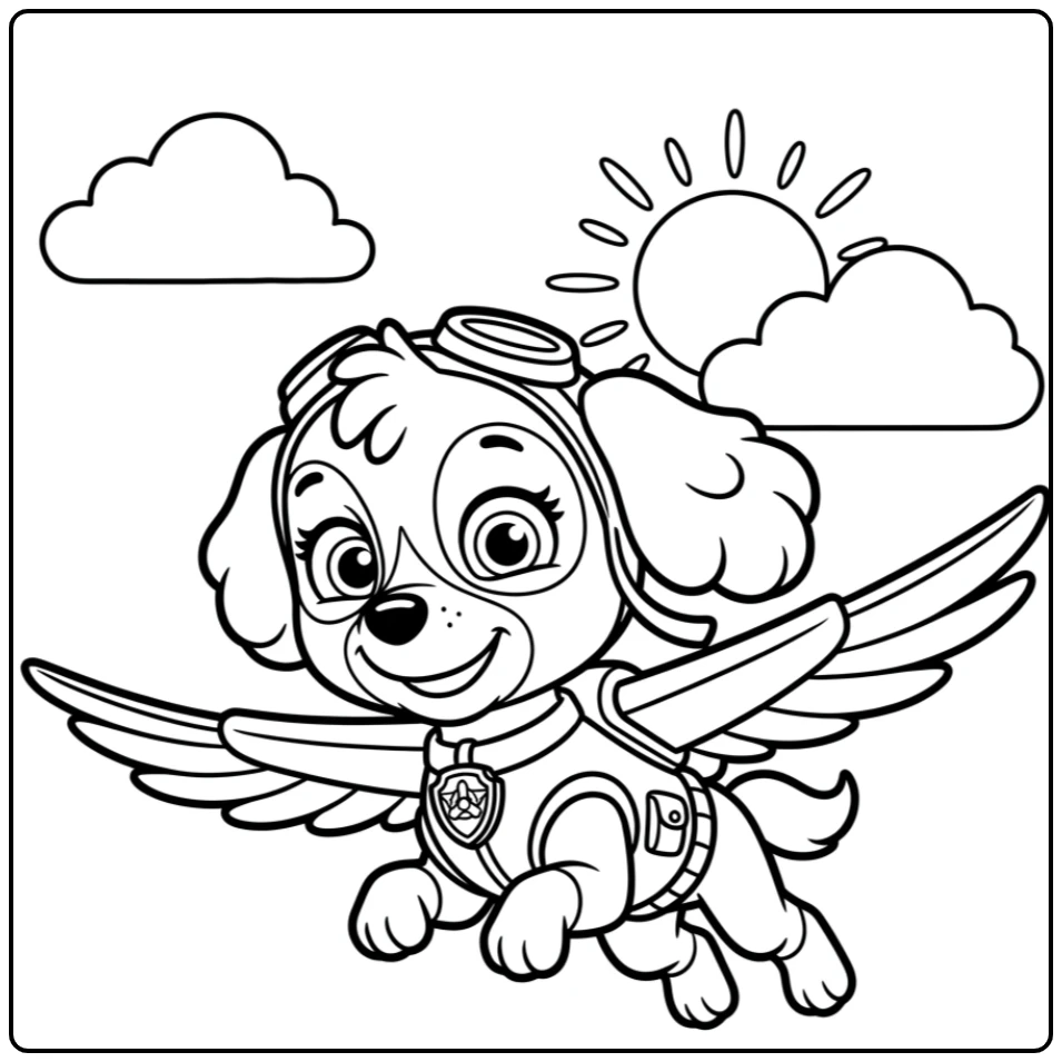 Flying Skye a Fun Easy Paw Patrol coloring page