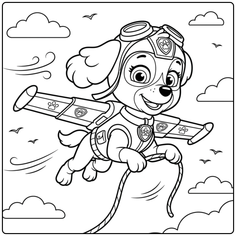 Flying Skye Paw Patrol Rescue Line coloring page