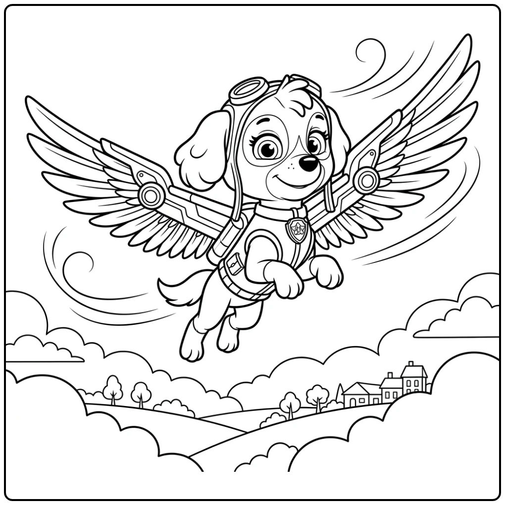 Flying Skye Paw Patrol Adventure coloring page
