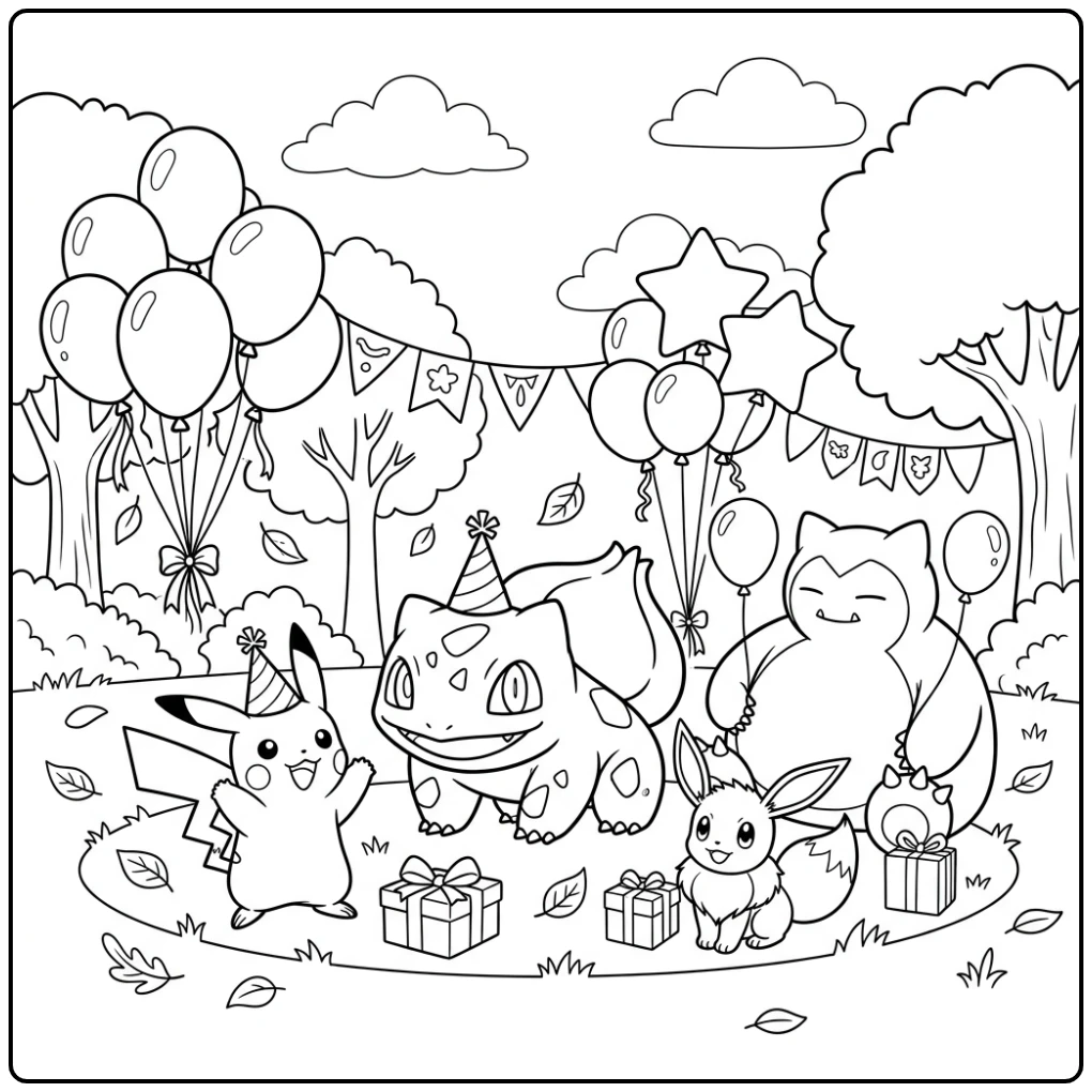 Cheerful Bulbasaur Pokemon Friends coloring page