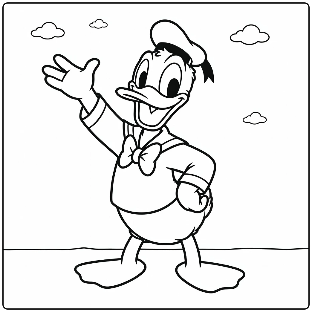 Easy Donald Duck coloring page with simple clear outlines