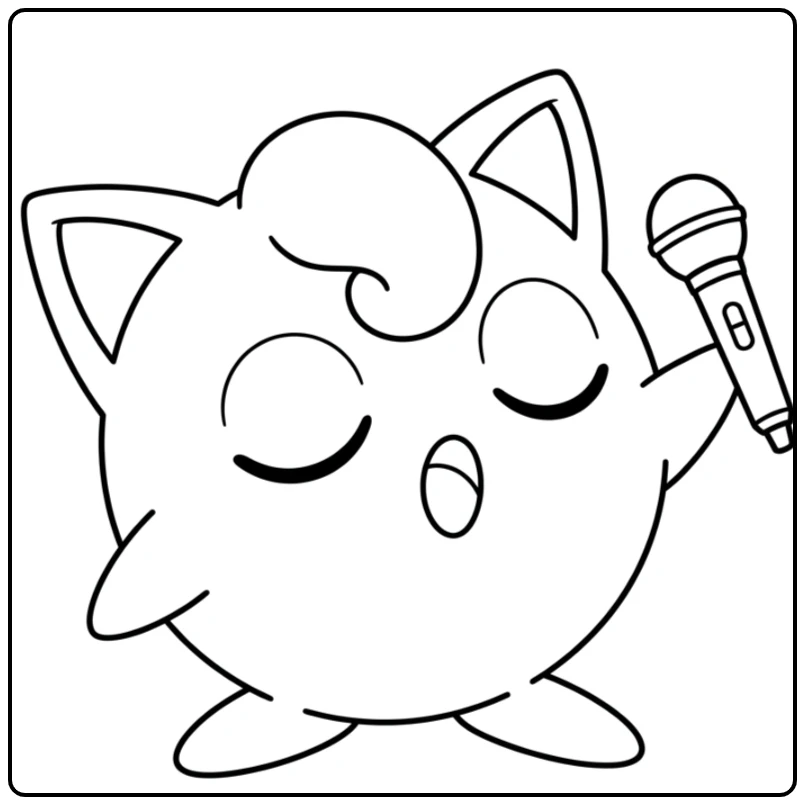 Cheerful Jigglypuff Concert for Squirtle coloring page