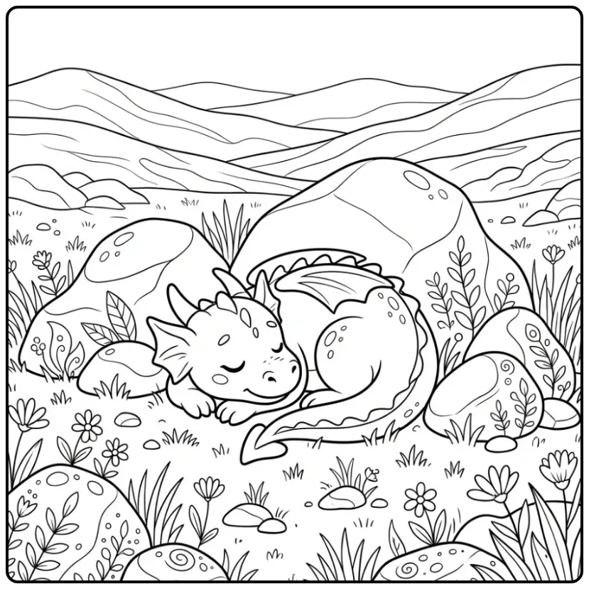 Cheerful Dragon the Hills coloring page