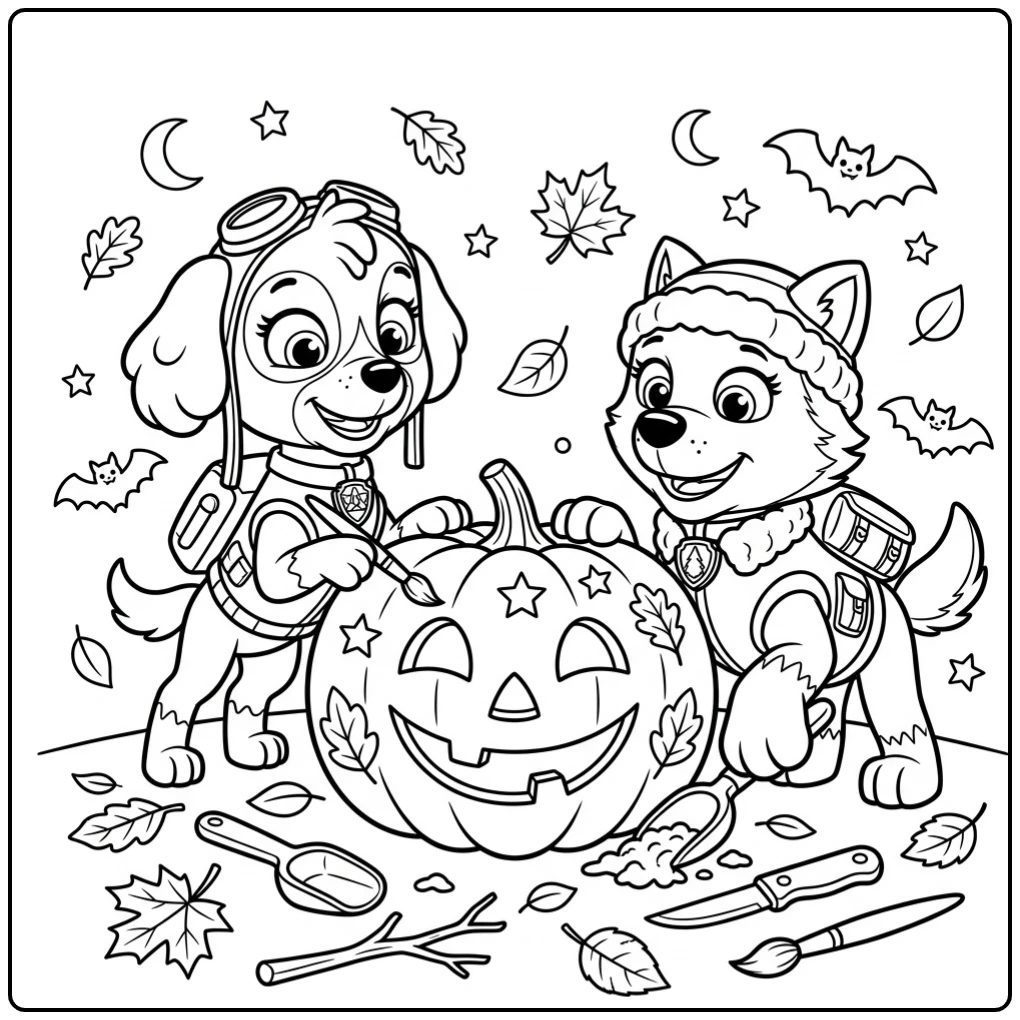 Cheerful Paw Patrol Halloween Skye Everest coloring page