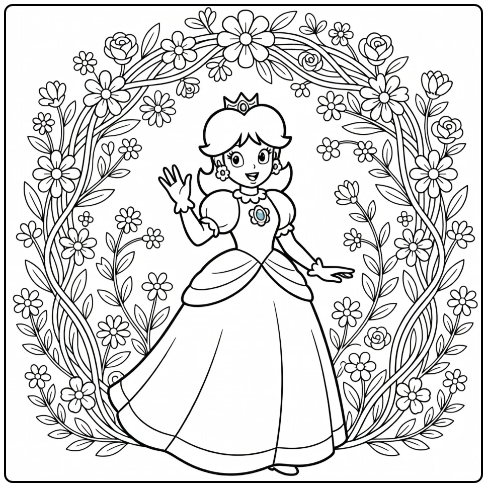 Cheerful Princess Daisy coloring page