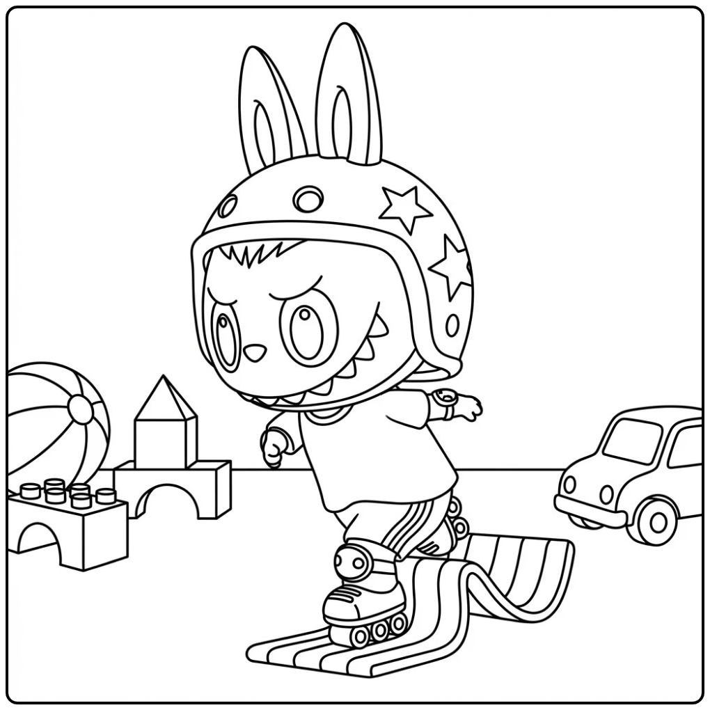 Cheerful Rainbow Candy Roller Skating coloring page