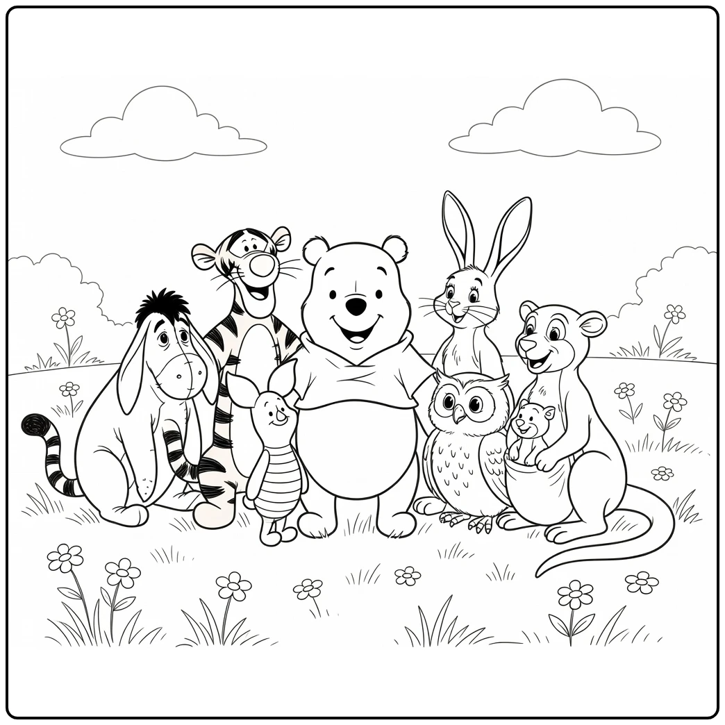 Winnie the Pooh and Friends coloring page