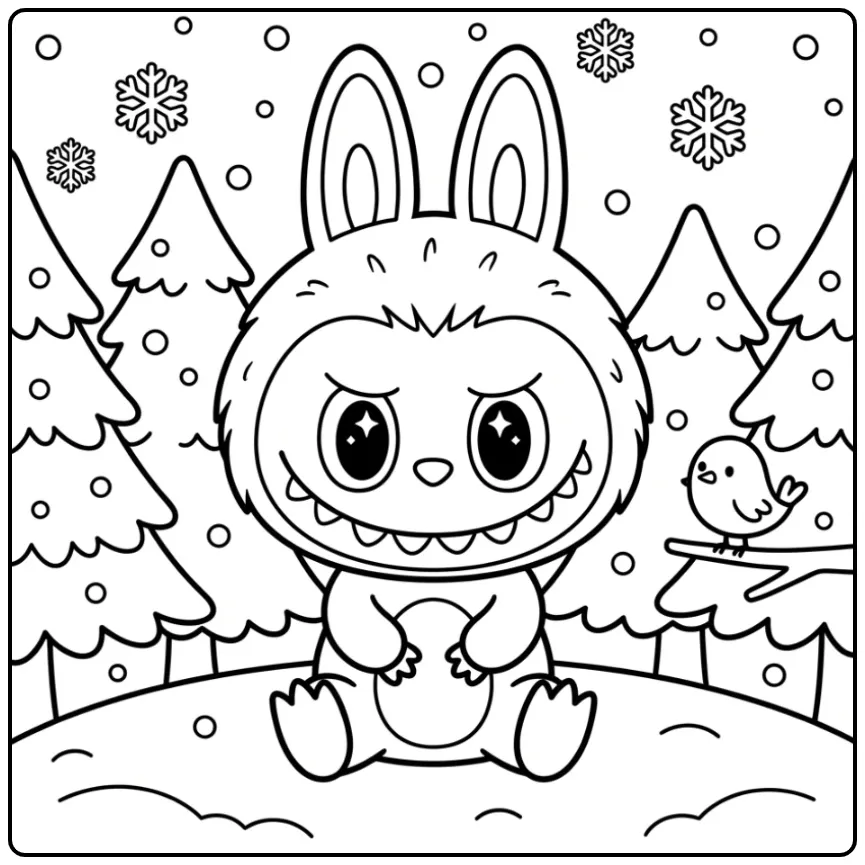 Kawaii Labubu coloring page