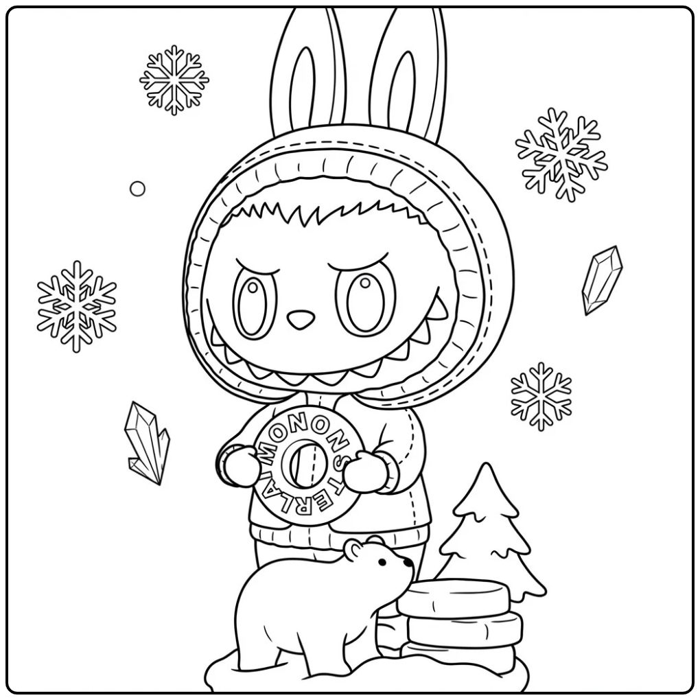 Wintry Mint Candy with a Polar Bear coloring page