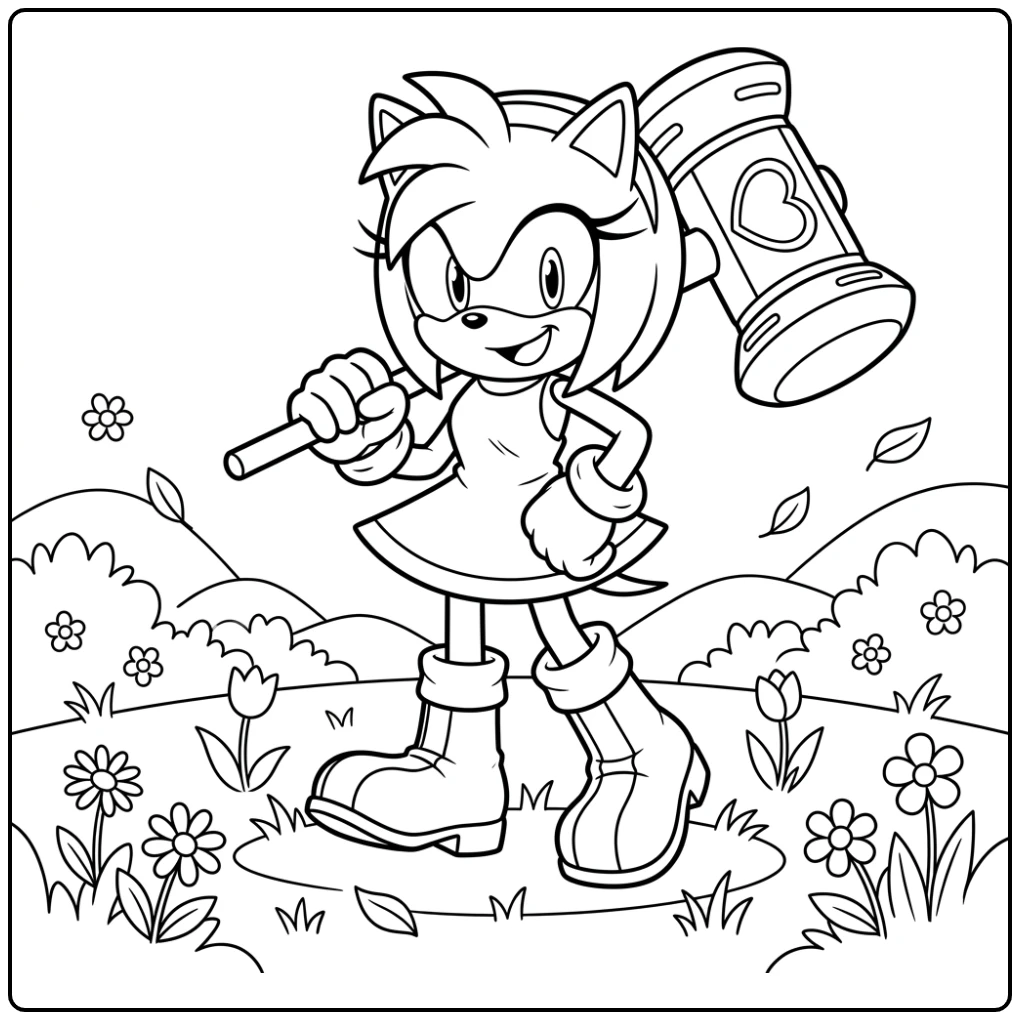 Confident Amy Rose coloring page