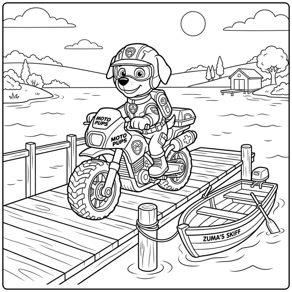 Zuma Water Rescue Paw Patrol Moto Pups coloring page