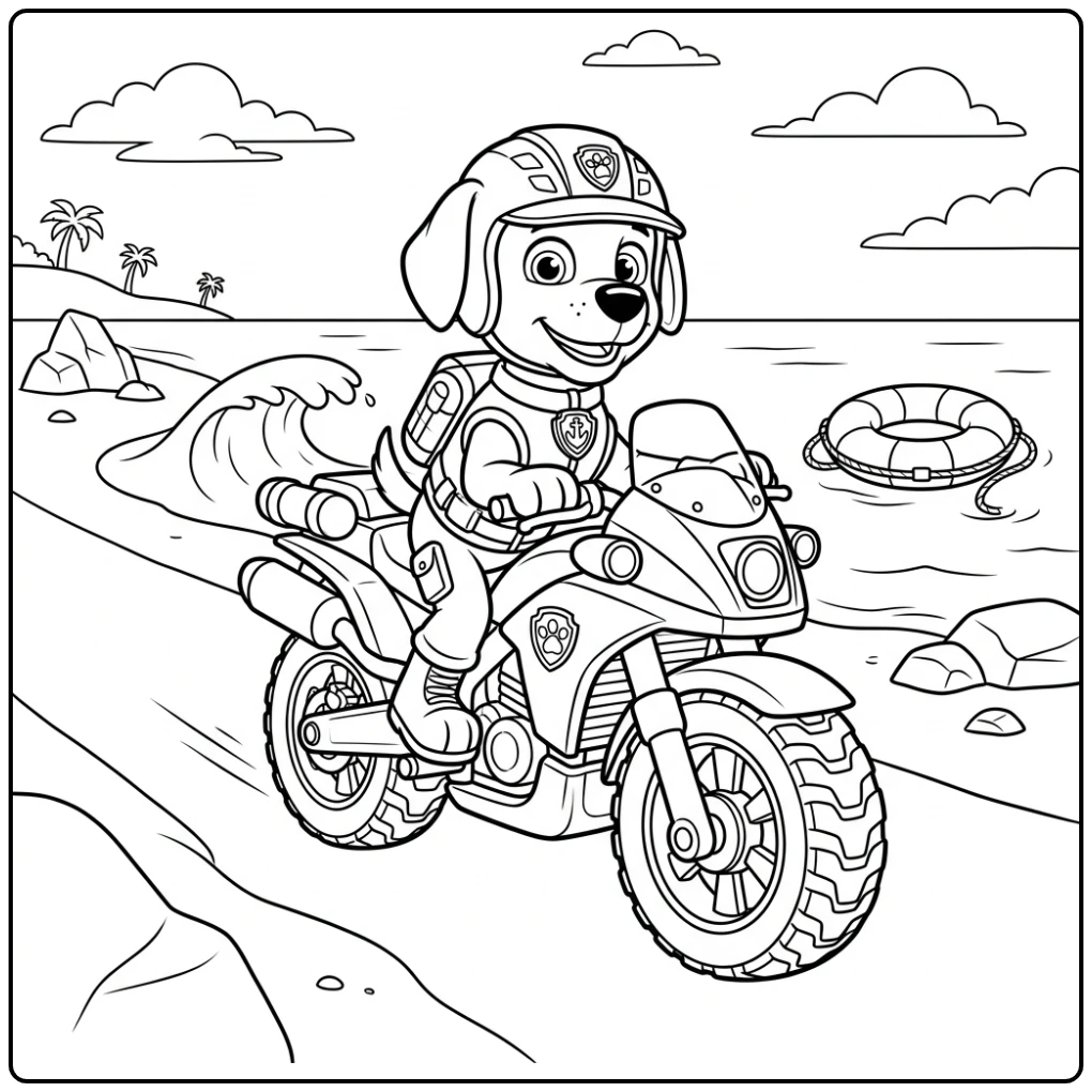 Zuma's Water Rescue on Motor Paw Patrol Moto Pups coloring page
