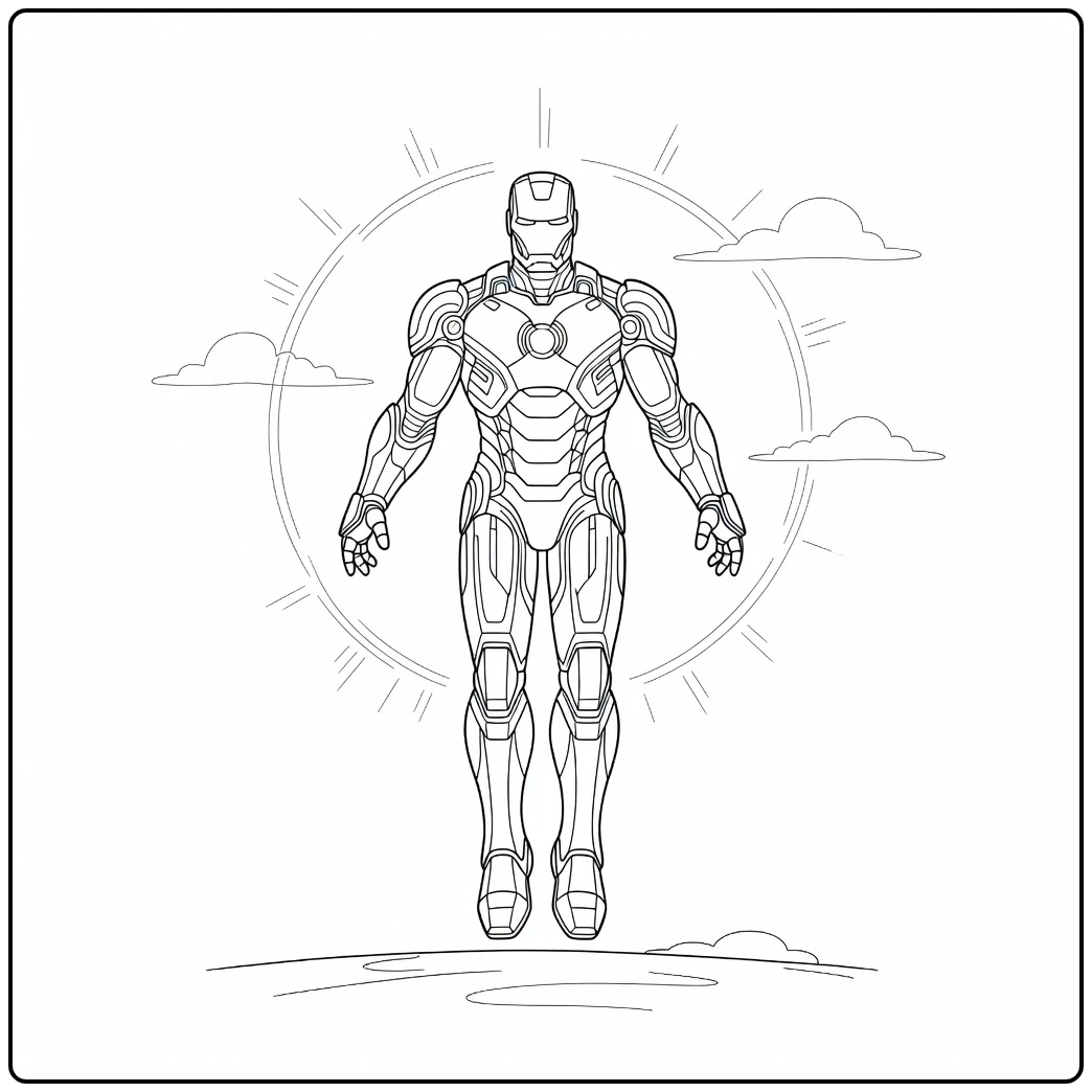 Floating Iron Man for Superheroes Fans coloring page