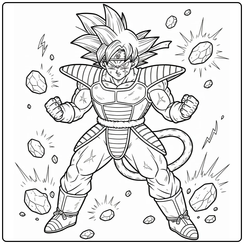 Bardock Determined Fighting Stance coloring page