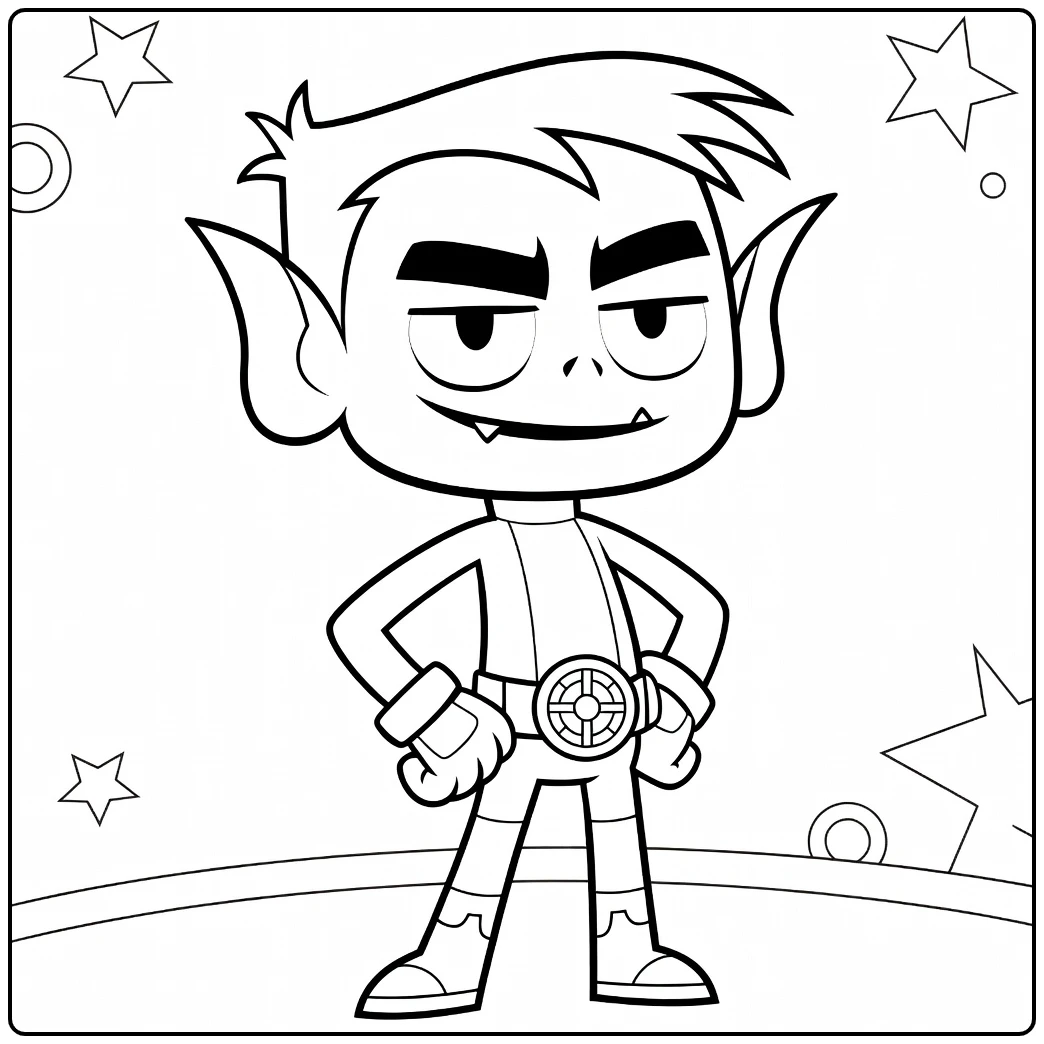 Beast Boy Tough Green Teen Hero coloring page