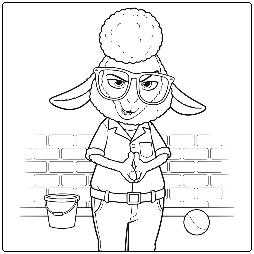 Bellwether Zootopia Sheep Against Wall coloring page