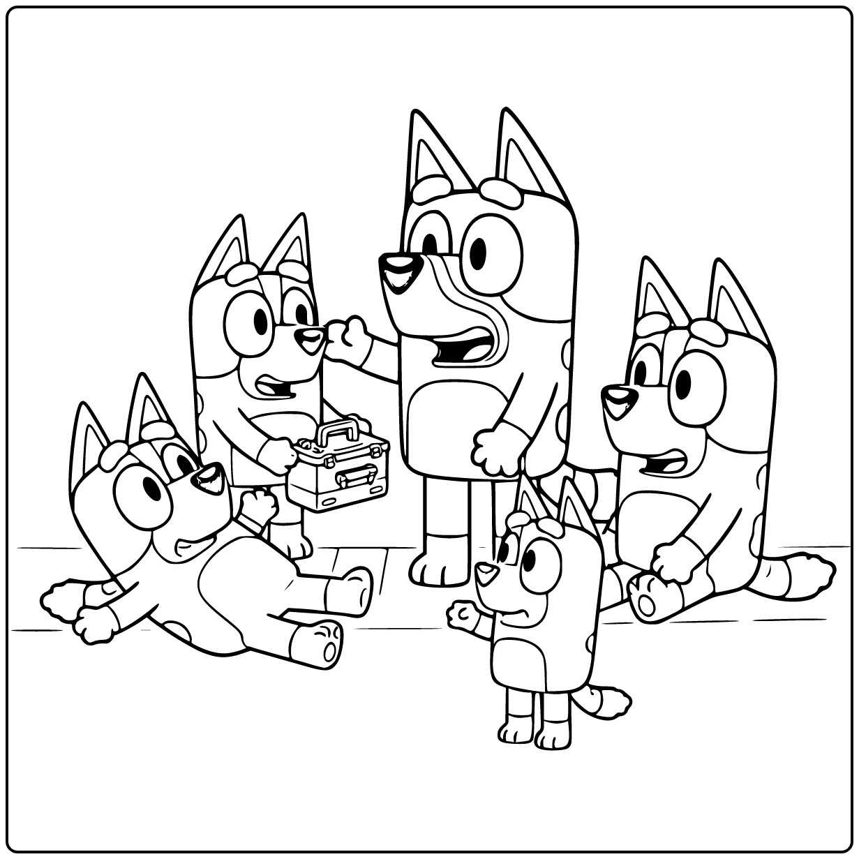 Bluey Doctor with Bingo Patient coloring page