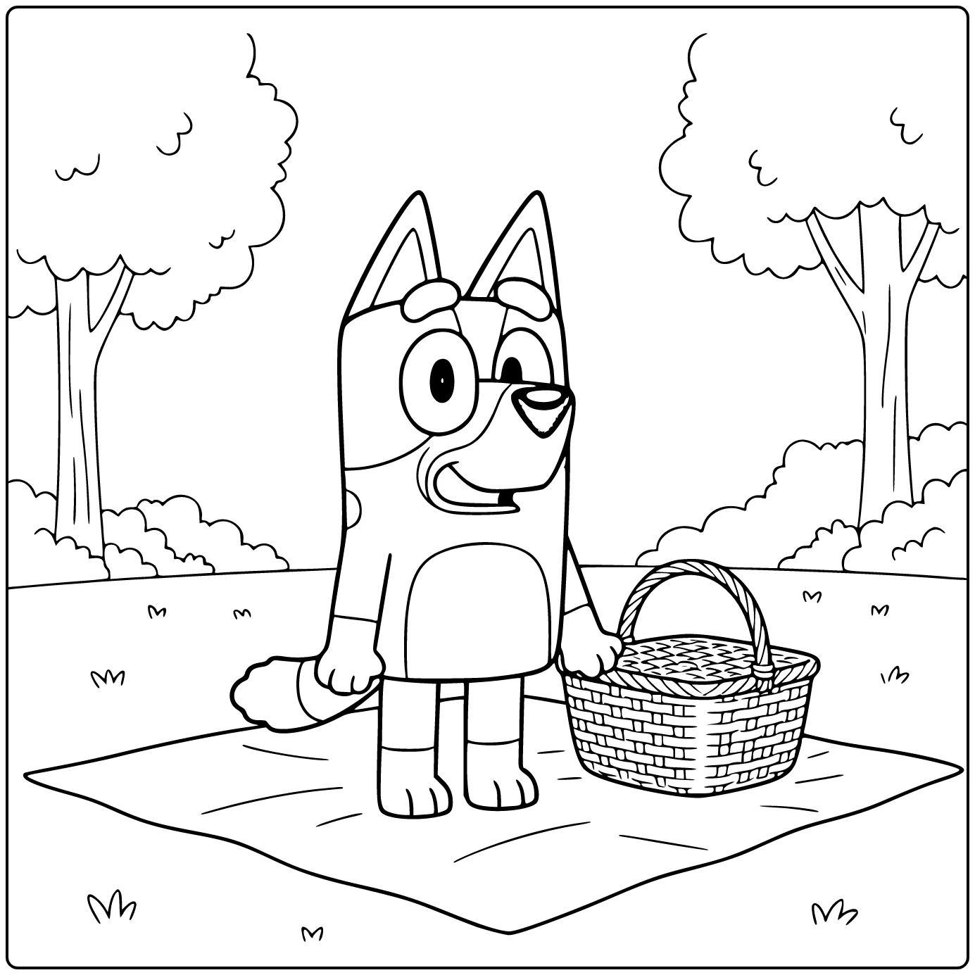 Central Bluey with Picnic coloring page