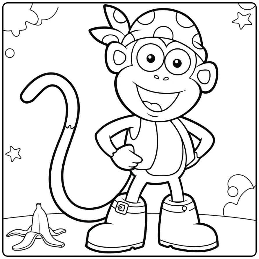 Dora Big Boots and Tail coloring page
