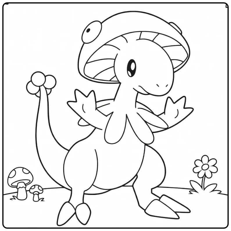 Breloom for Kids Dancing Mushroom Pokemon coloring page