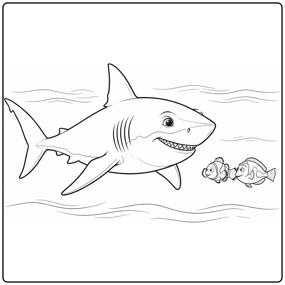 Finding Nemo Bruce and Fishing in Sea coloring page