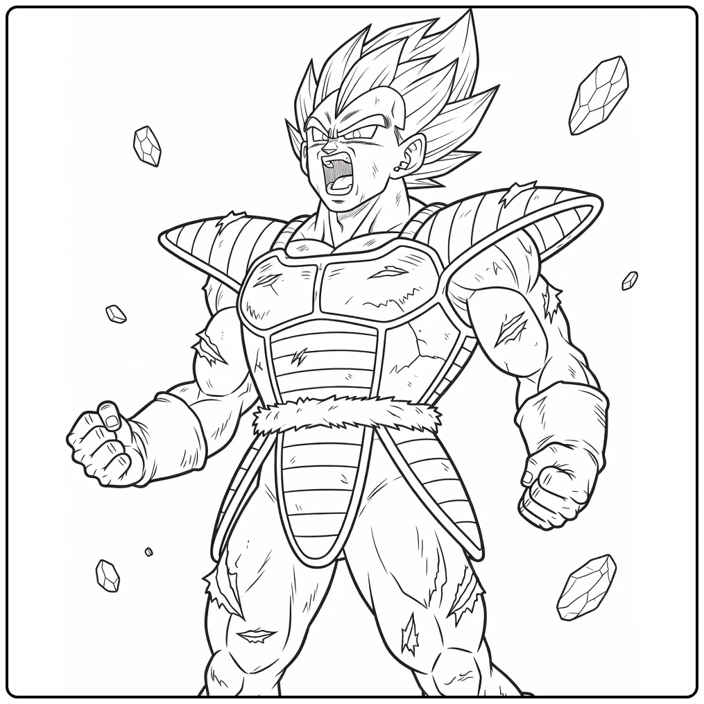 Roaring in Big Monkey Armor Vegeta coloring page