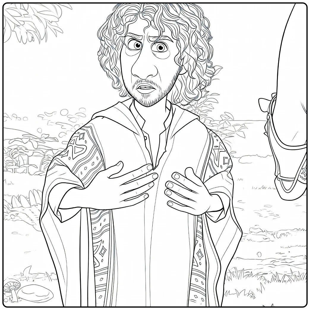 Bruno Madrigal Encanto Figure with Plants coloring page