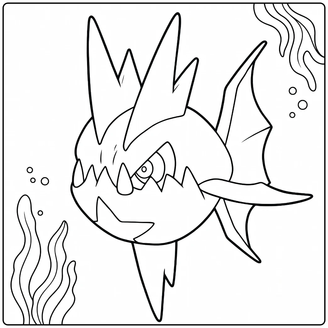 Carvanha Water Pokemon Underwater Scene coloring page