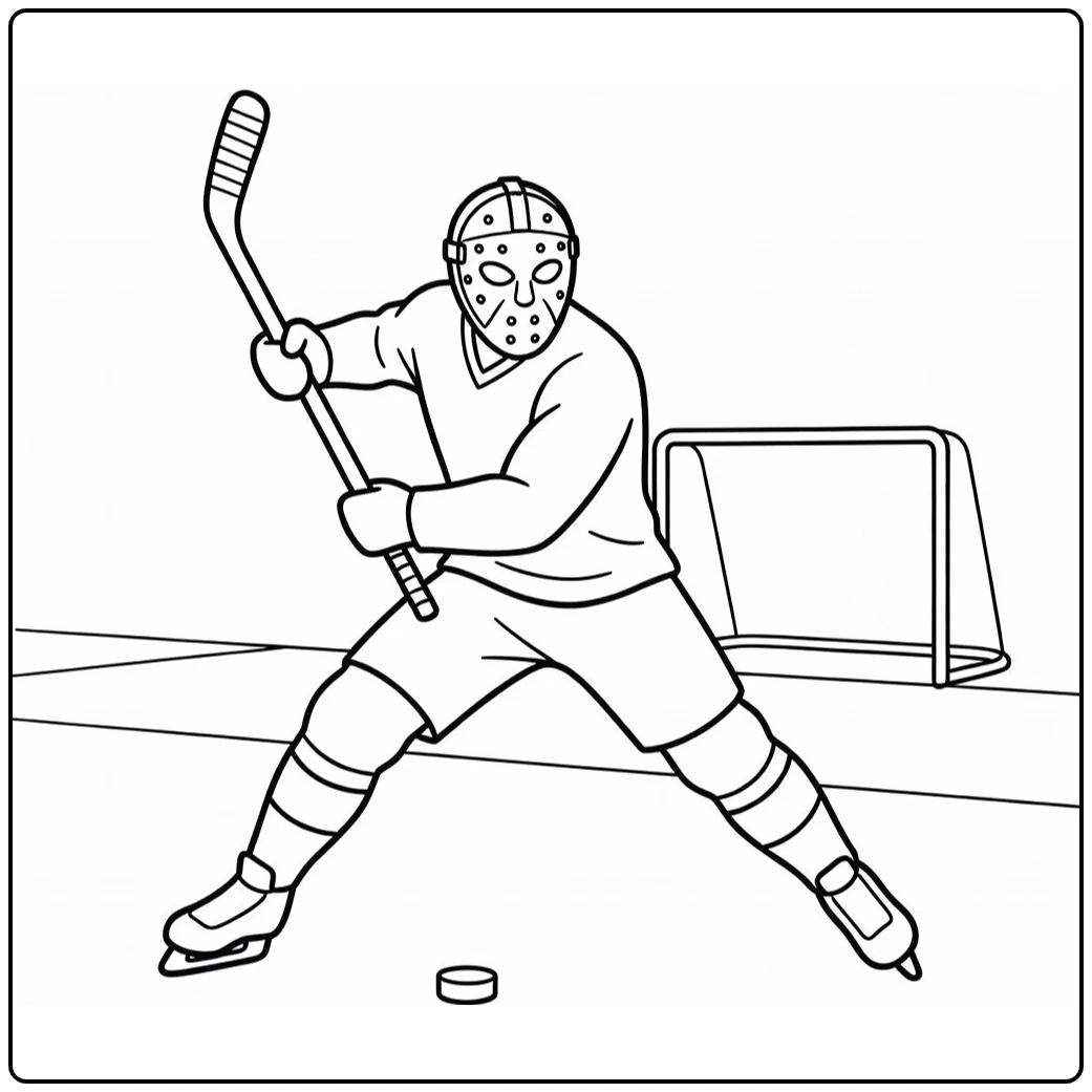 Casey Jones Mask and Hockeystick coloring page
