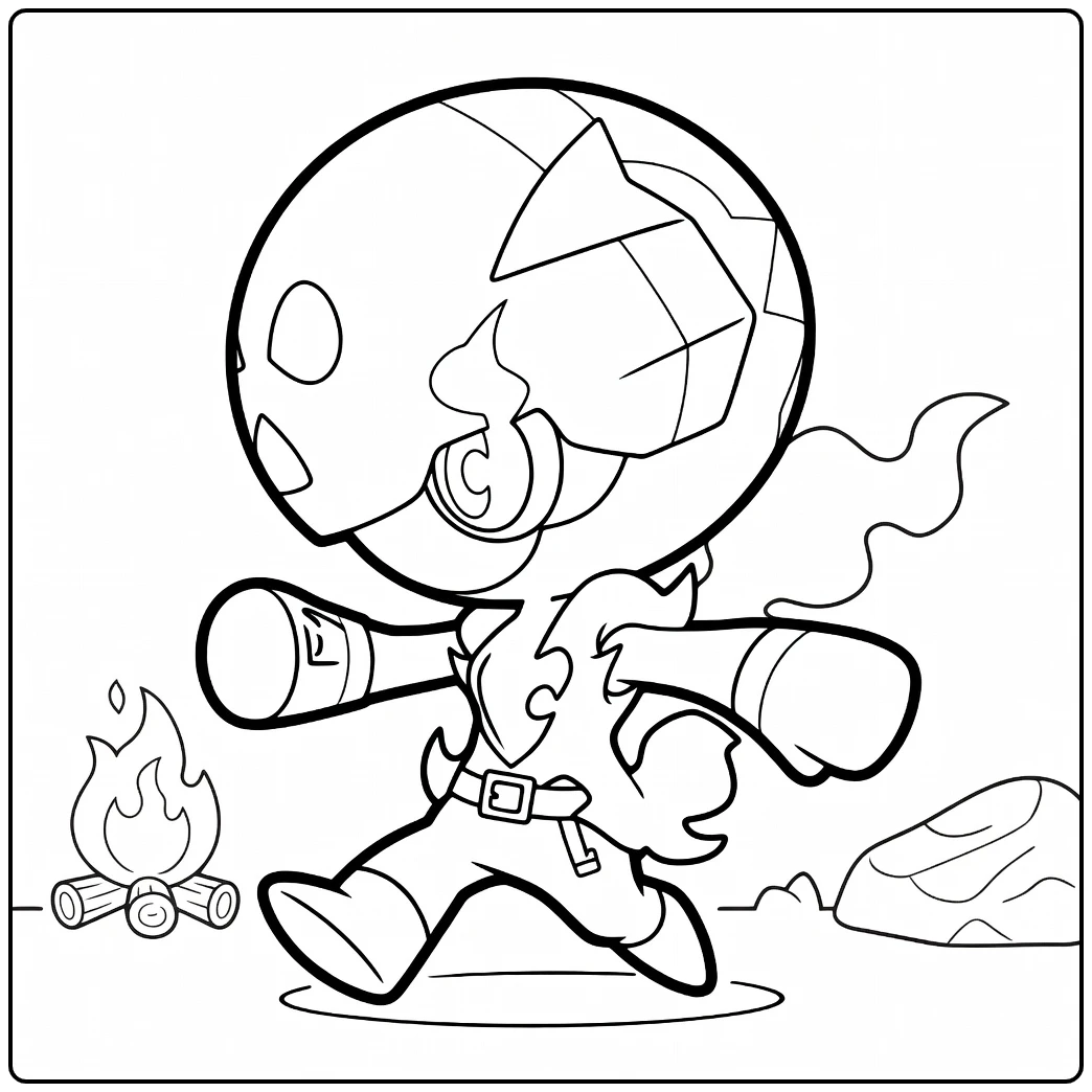 Charcadet Pokemon Fire in Action Pose coloring page