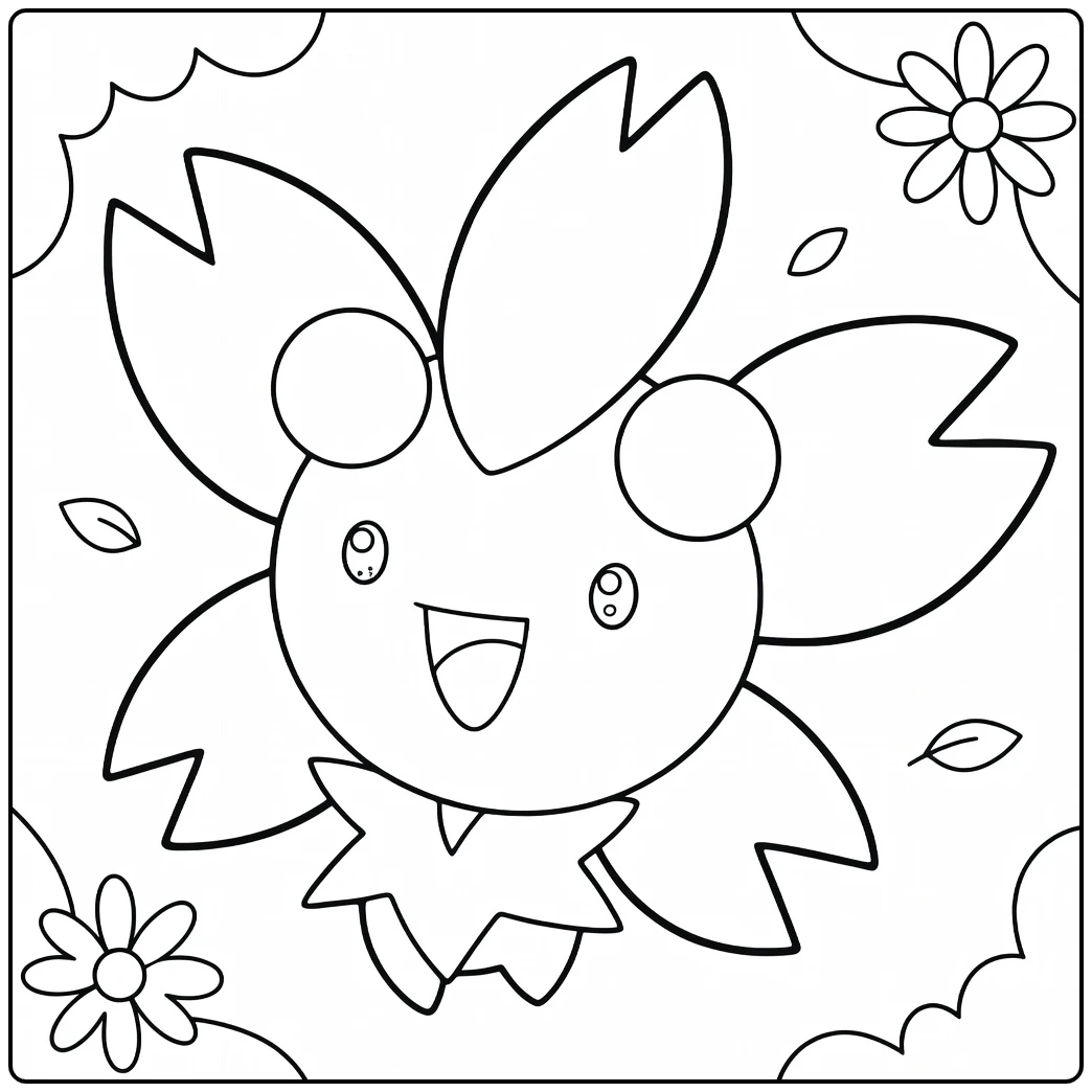 Cherrim Happy Flower Pokemon coloring page