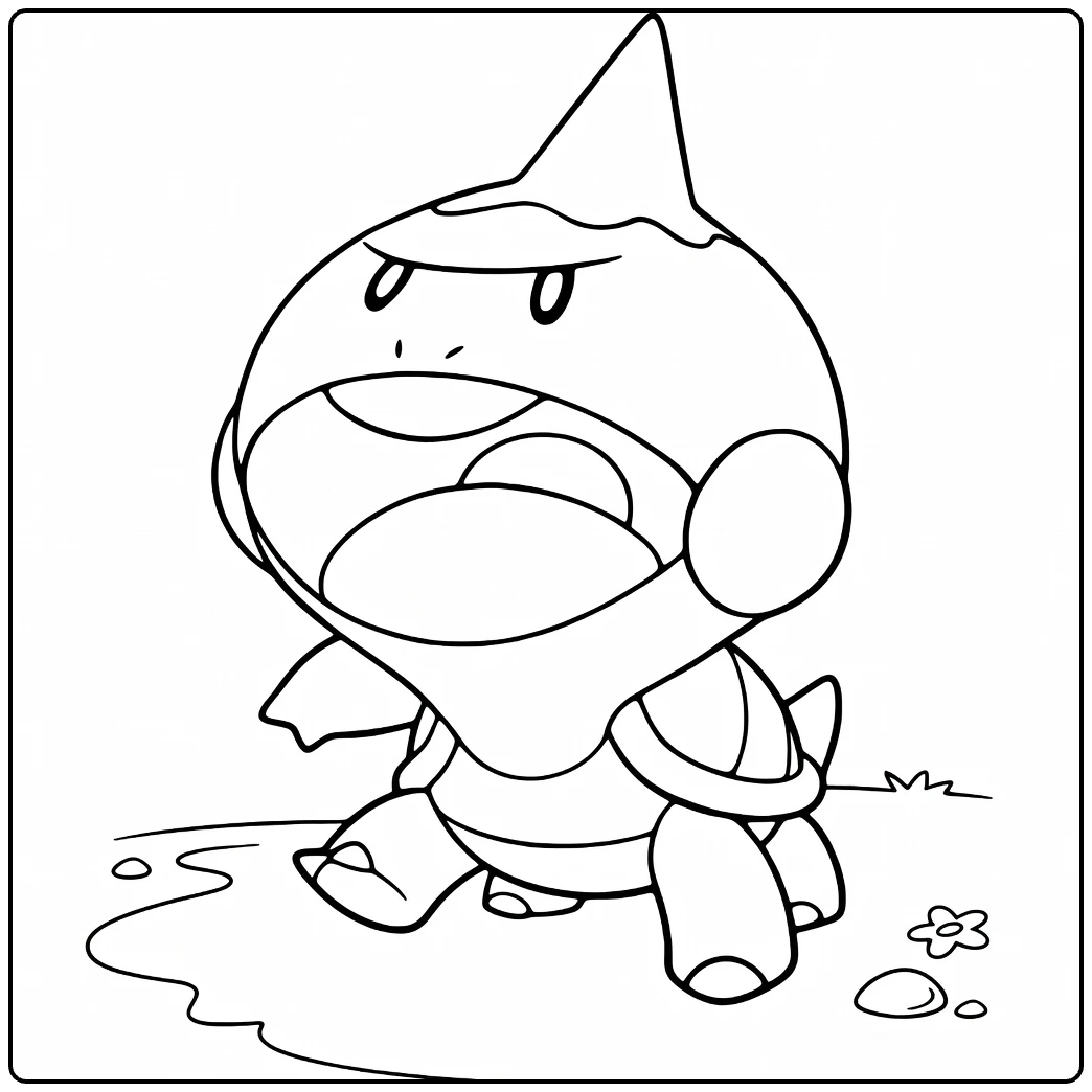 Chewtle Water Pokemon Tough Action Pose coloring page