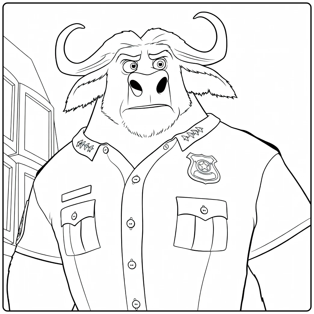 Chief Bogo Police Uniform Buffalo from Zootopia coloring page