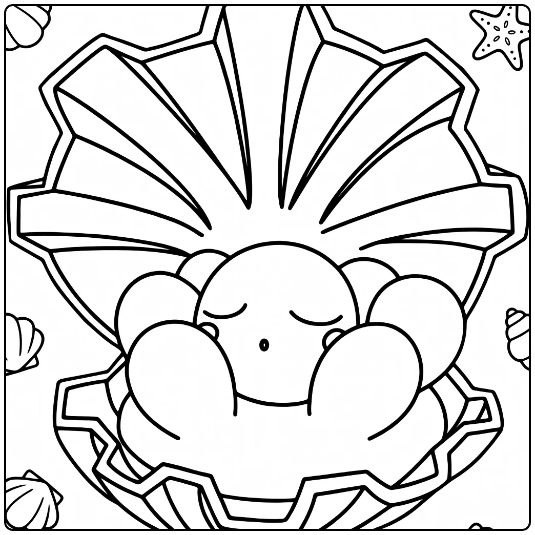 Clamperl Water Pokemon Shells coloring page
