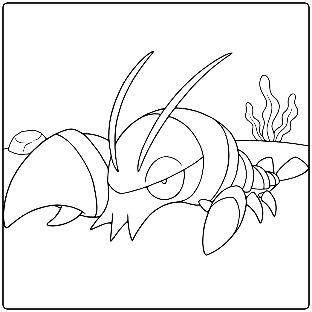 Clauncher Water Pokemon in Underwater Setting coloring page