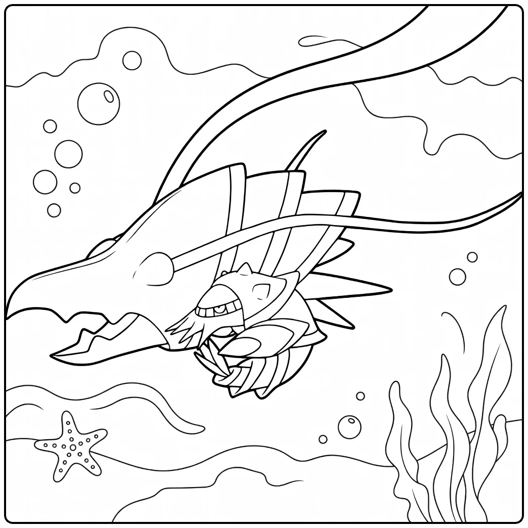 Clawitzer Water Pokemon Sea Scene coloring page
