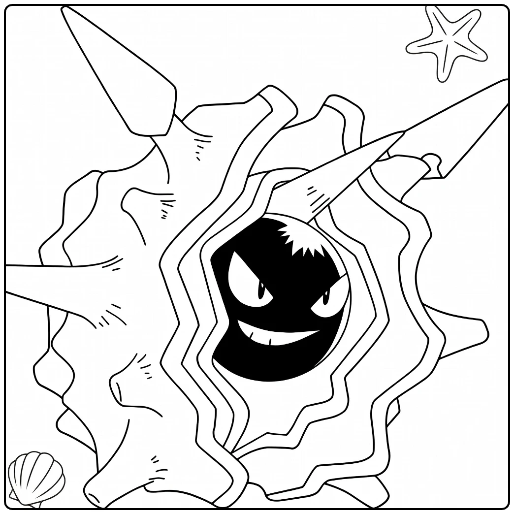 Cloyster Water Pokemon for Kids coloring page