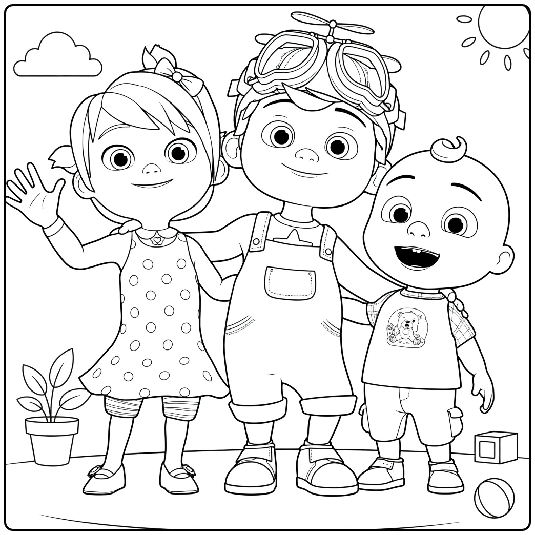 CoComelon Hugging Children Cheerful coloring page