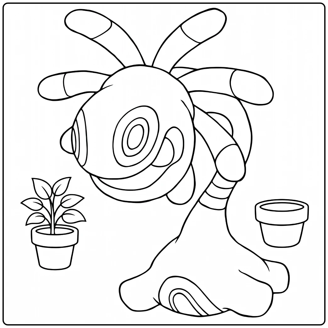 Cradily Fun Pokemon Line Drawing coloring page