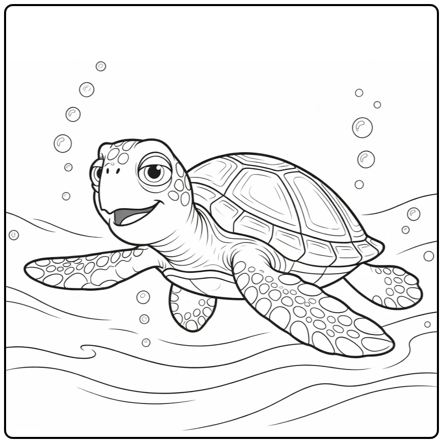 Finding Nemo Smiling Crush Swimming Calmly coloring page