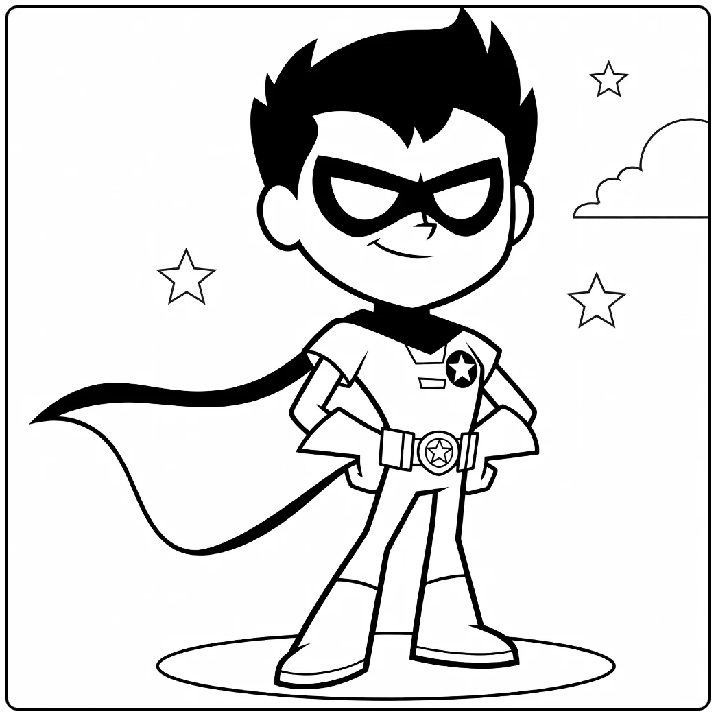 Cyborg Teen Titans in Tough Hero Pose coloring page