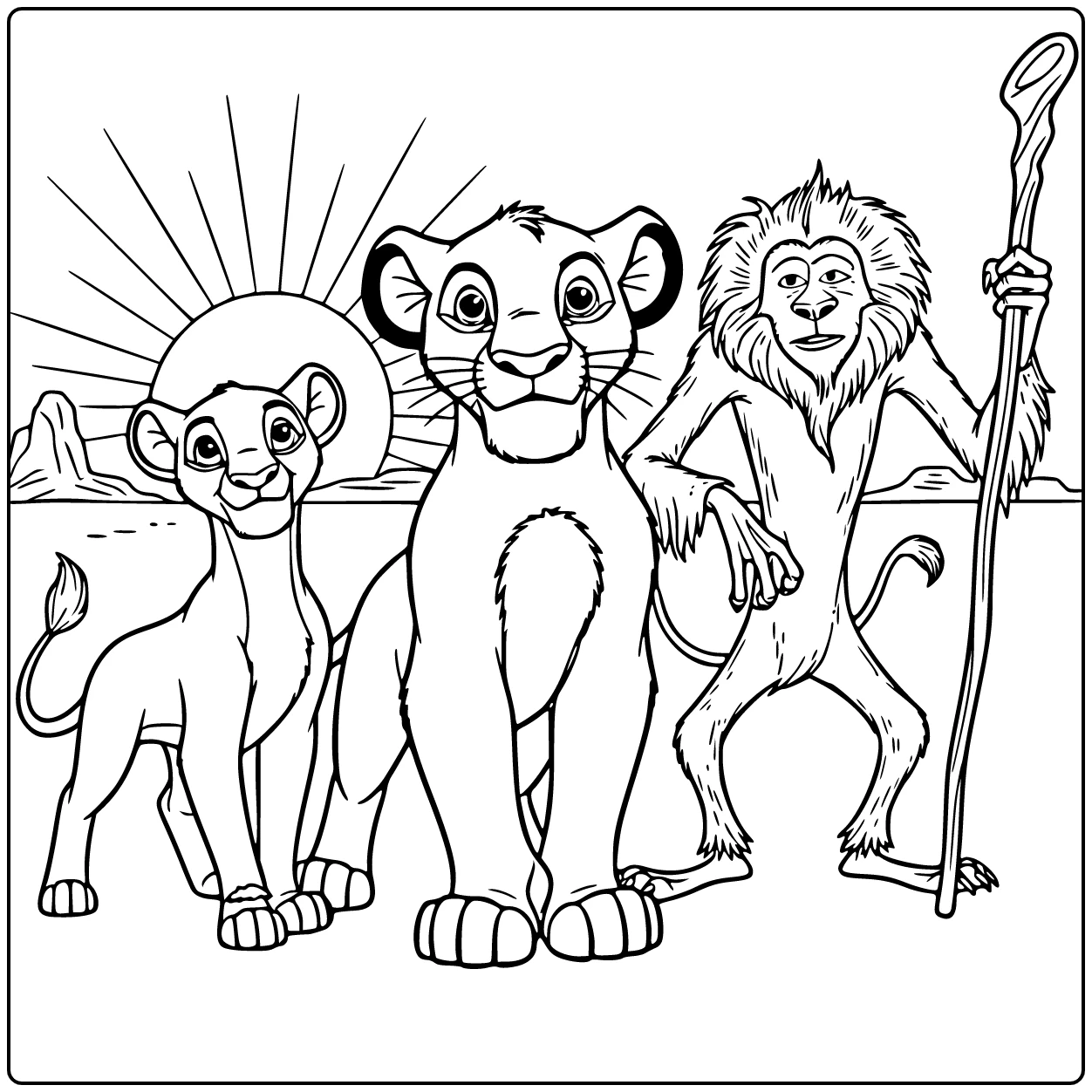 Brave Simba with Nala in The Lion King coloring page
