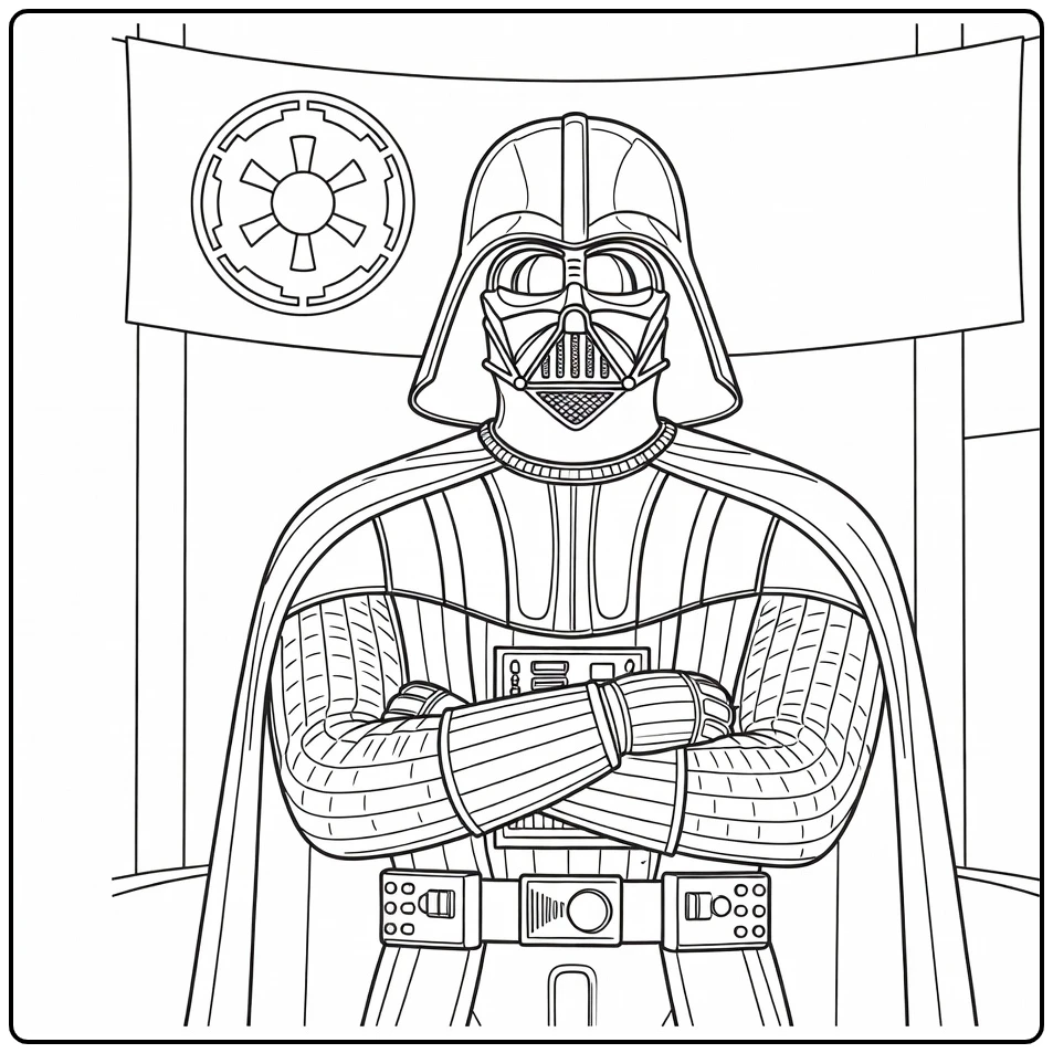 Darth Vader in Commanding Pose with Helmet coloring page