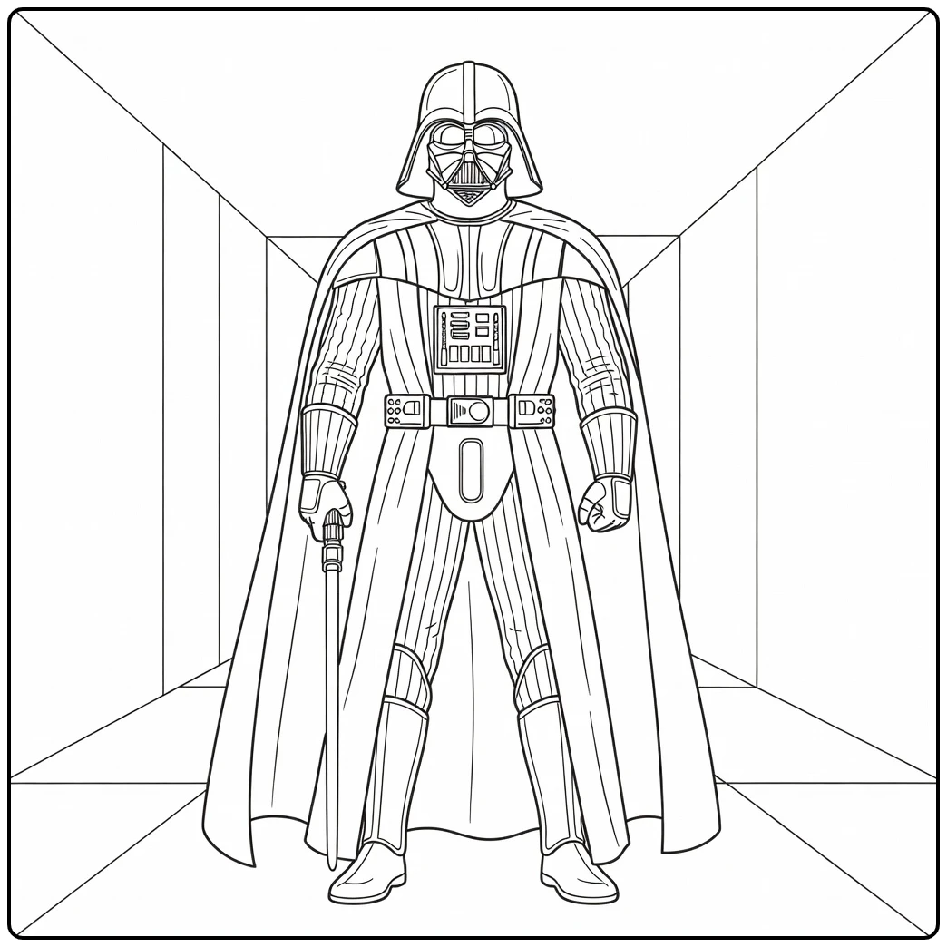 Darth Vader in Imperial Corridor Standing coloring page
