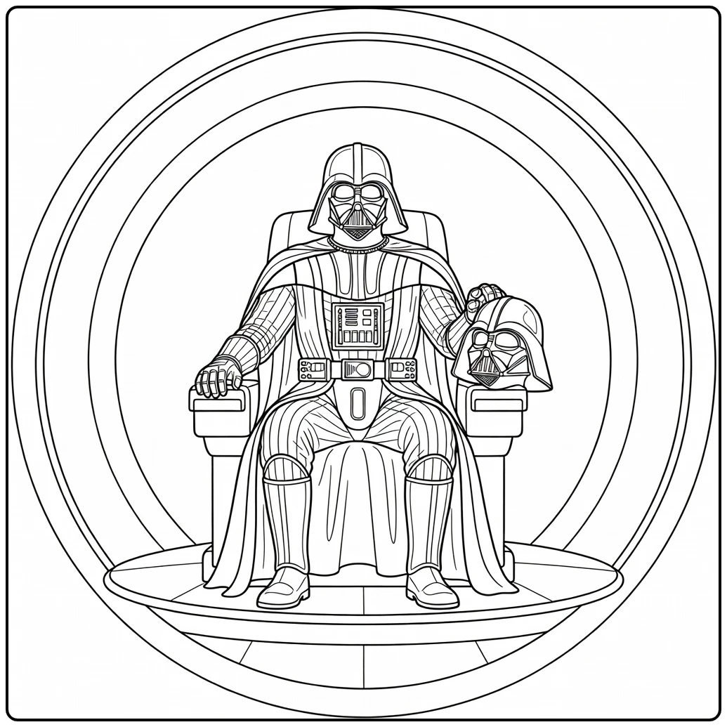 Darth Vader Meditation Chamber Commanding Pose coloring page