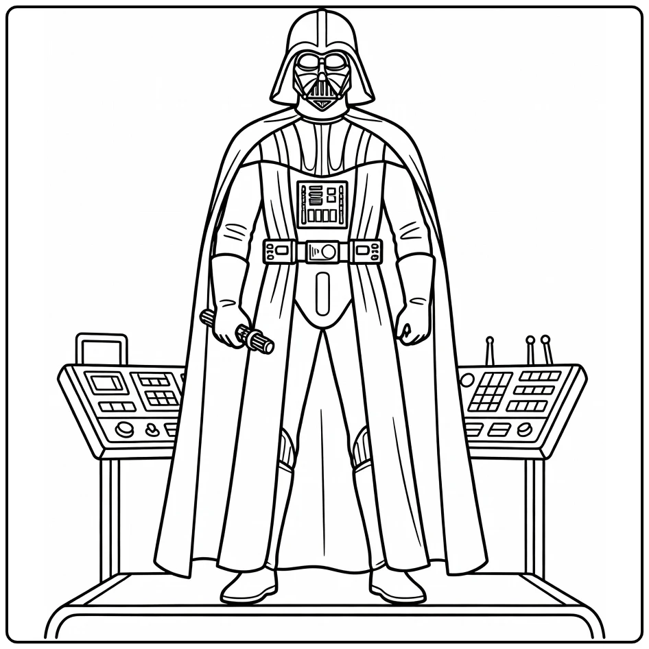 Darth Vader Cape and Lightsaber Grip coloring page